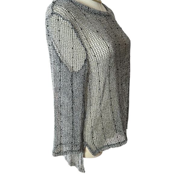 INC Gray Open Knit Mesh Top | Sheer Witchy Boho Layer Y2k | Medium - Picture 4 of 10